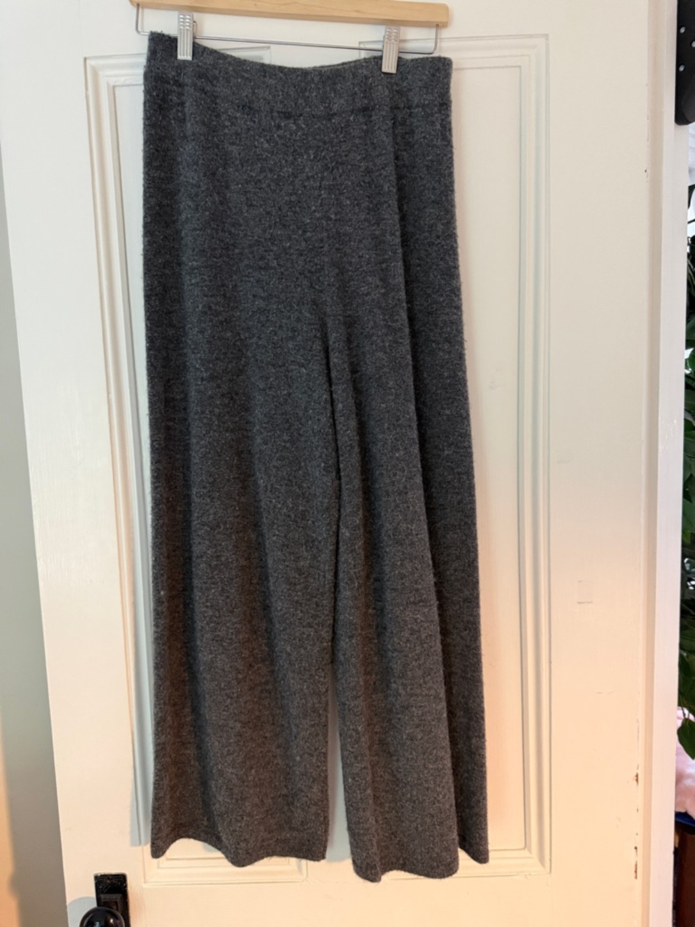 Jenni Kayne Marina Charcoal Gray Knit Wide-Leg Pants
